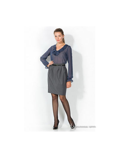 Блузка Remix, цвет цвет синий / принт горох