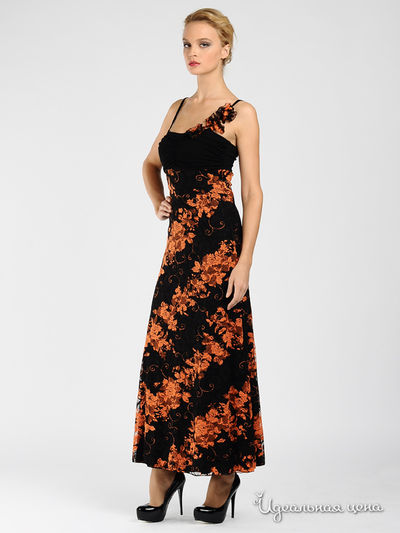 Платье Adzhedo женское, цвет черный / апельсиновый
