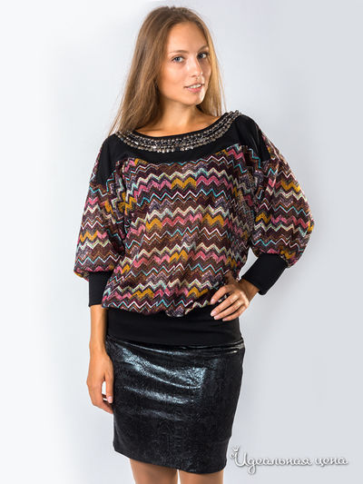 Блуза Wisell, цвет цвет черный / коричневый