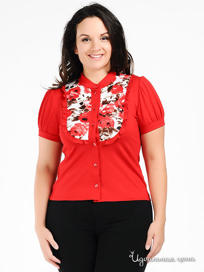 Джемпер Наталья Новикова, цвет цвет красный / принт цветы