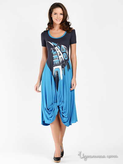 Платье Наталья Новикова, цвет цвет серый / голубой
