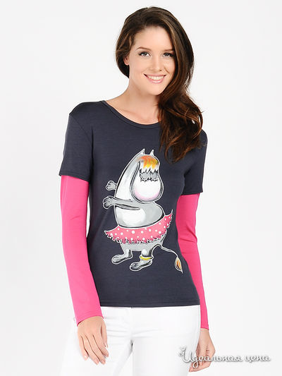 Джемпер Наталья Новикова, цвет цвет серый / розовый