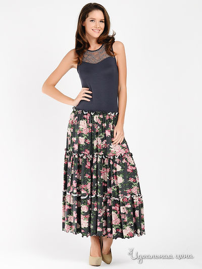 Платье Наталья Новикова, цвет цвет серый / принт цветы