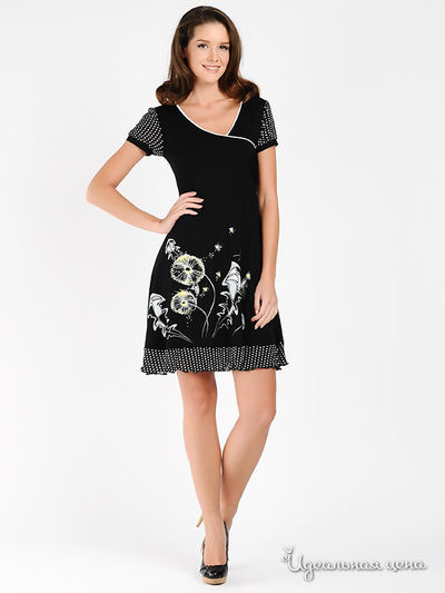 Платье Наталья Новикова, цвет цвет черный / принт горох
