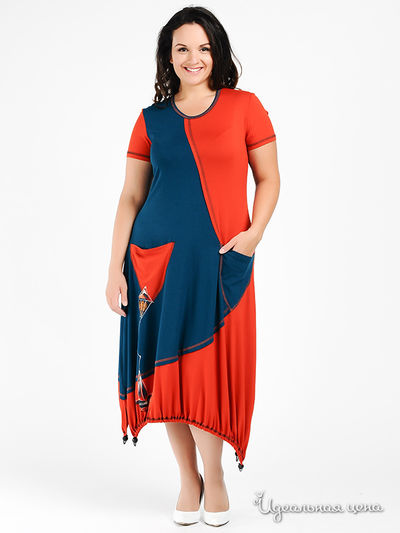 Платье Наталья Новикова, цвет цвет темно-бирюзовый / терракотовый