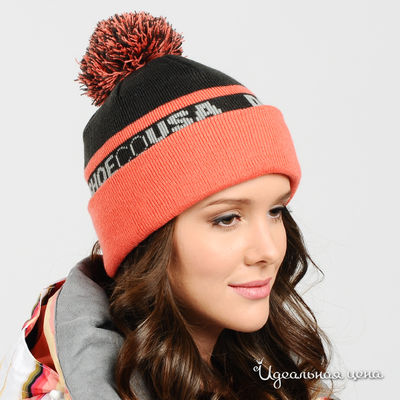 Шапка DC, цвет цвет серо-коричневый / коралловый