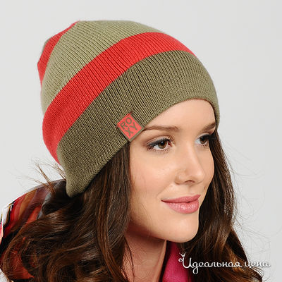 Шапка Roxy, цвет цвет хаки / коралловый