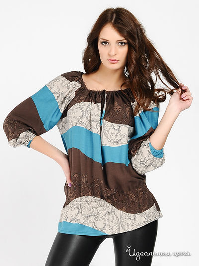 Блуза Argent, цвет цвет шоколадный / бежевый / синий
