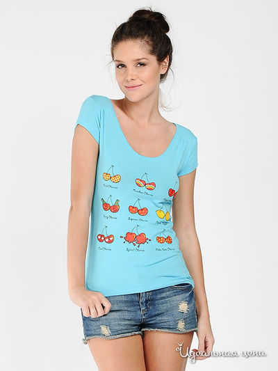 Футболка GUECCA, цвет цвет бирюзовый