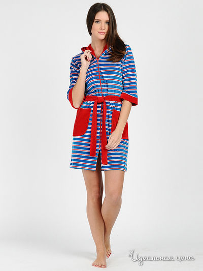 Халат EVAteks, цвет цвет бирюзовый / красный / белый