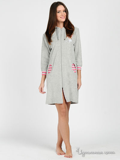 Халат EVAteks, цвет цвет серый / розовый