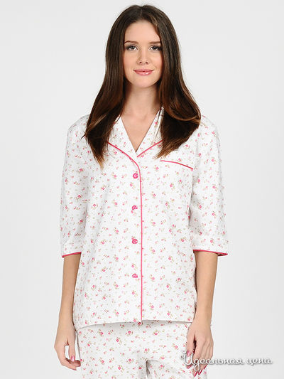 Пижама EVAteks женская, цвет молочный / принт цветы