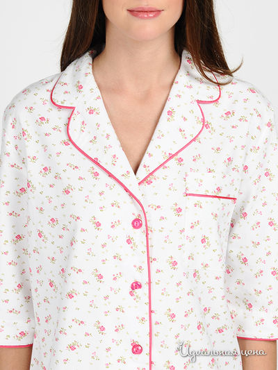 Пижама EVAteks женская, цвет молочный / принт цветы