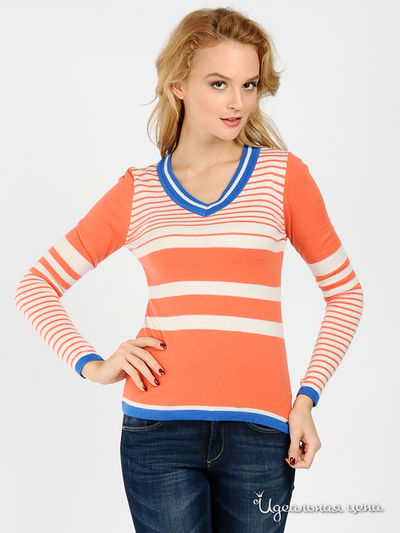 Пуловер Finn-Flare, цвет цвет коралловый / молочный