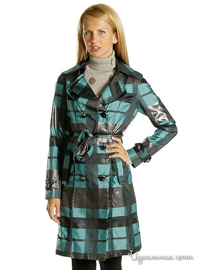 Плащ E.Viare, цвет цвет черный / бирюзовый