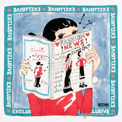 Платок Moschino, цвет цвет бирюзовый