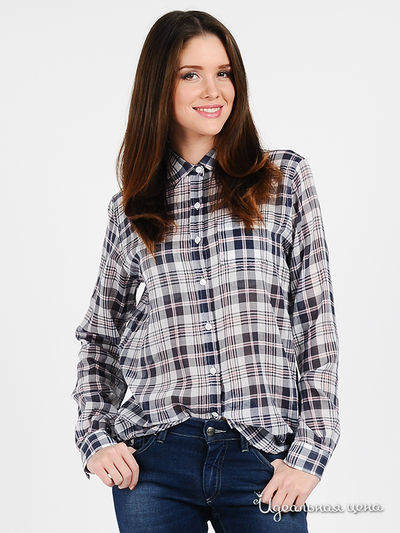 Рубашка Marlboro Classics, цвет цвет синий / принт клетка