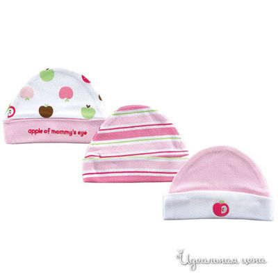 Комплект из 3 шапочек Hudson baby &quot;ЯБЛОКО&quot; для девочки, цвет розовый / мультиколор