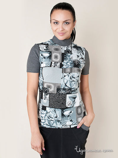Топ AltraNatura, цвет цвет серый / принт газета