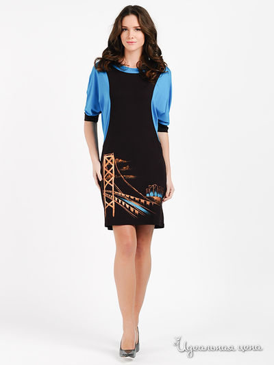 Платье Наталья Новикова, цвет цвет коричневый / голубой