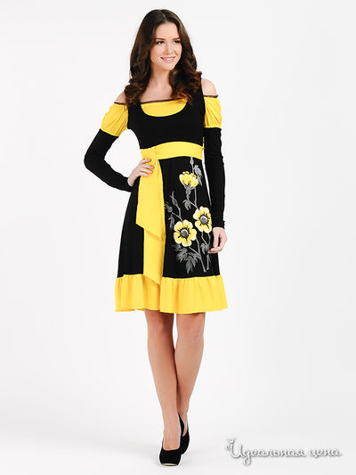 Платье Наталья Новикова, цвет цвет черный / желтый