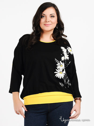 Туника Наталья Новикова, цвет цвет черный / желтый