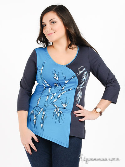 Блузон Наталья Новикова, цвет цвет темно-серый / голубой