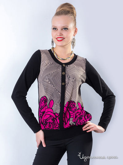 Джемпер Wisell, цвет цвет черный / малиновый / кремовый