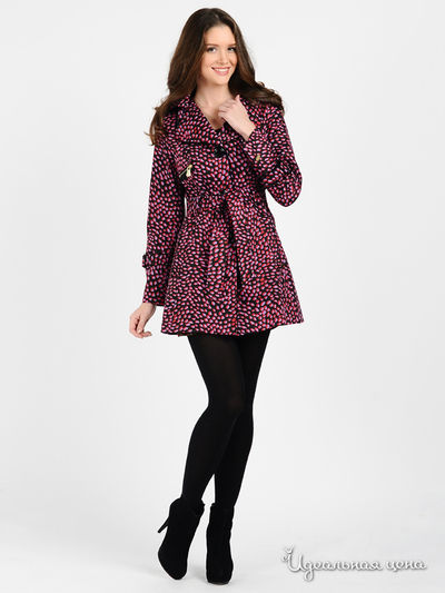 Пальто Message, цвет цвет черный / сиреневый / фуксия