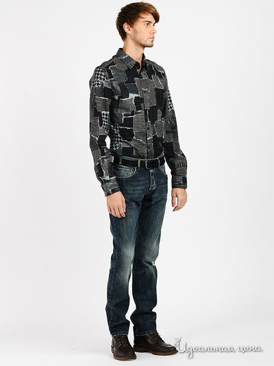 Рубашка Galliano мужская, цвет черный / серый