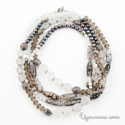 Бусы UNBIJOU, цвет цвет серый / белый