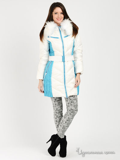 Пуховик MISS  SUN, цвет цвет белый / бирюзовый