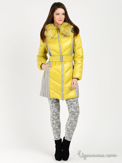 Пуховик MISS  SUN, цвет цвет лайм / серебристо-серый