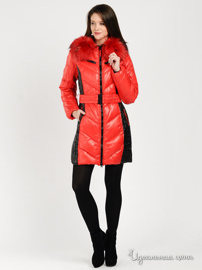 Пуховик MISS  SUN, цвет цвет земляничный / черный