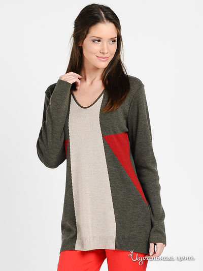 Пуловер Attesa, цвет цвет серо-бежевый / вишневый