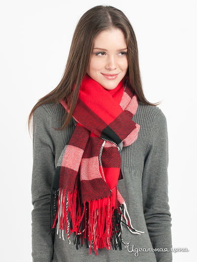 Палантин Star Rise, цвет цвет алый / принт клетка