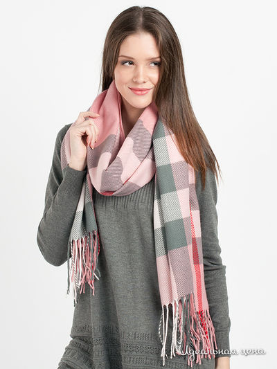 Палантин Star Rise, цвет цвет розовый / принт клетка