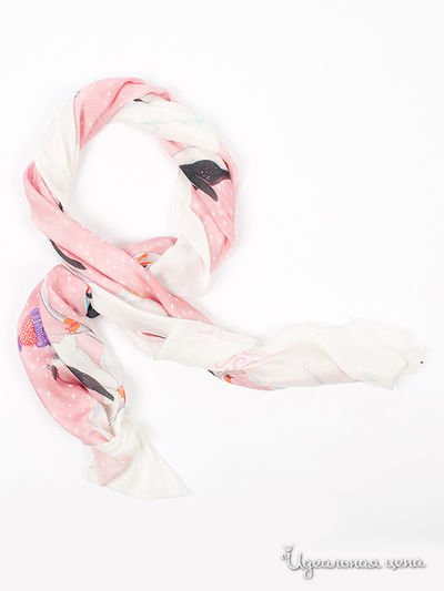 Палантин Moschino, цвет цвет розовый / принт пингвины
