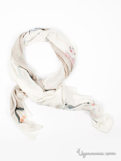 Палантин Moschino, цвет цвет молочный / принт пингвины