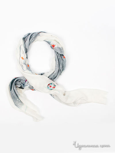 Палантин Moschino, цвет цвет серый / принт пингвины