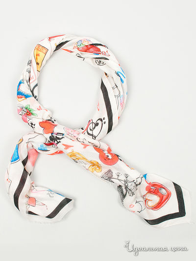 Палантин Moschino, цвет цвет белый / принт сердце