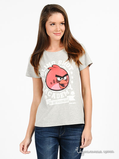 Футболка Angry Birds, цвет цвет серый меланж