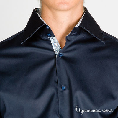 Мужская рубашка с длинным рукавом, темно-синяя