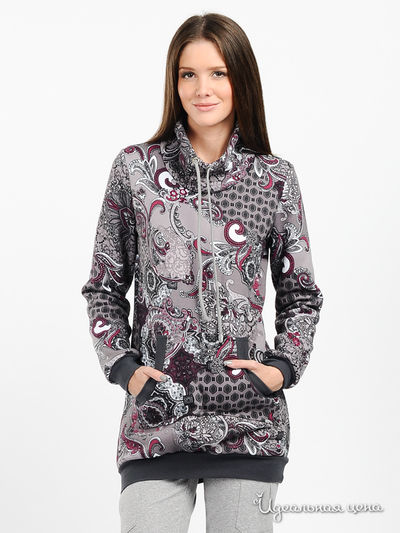 Толстовка Веста, цвет цвет серый / бордовый