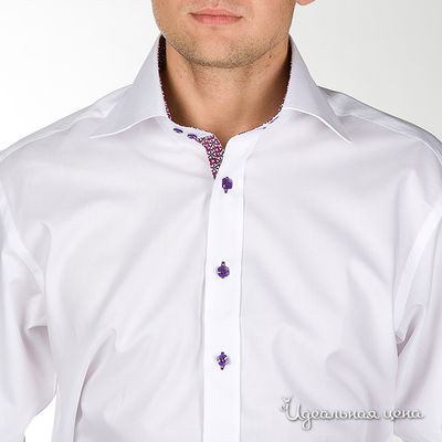 Рубашка мужская Jess France белая с сиреневой вставкой