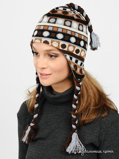 Шапка-ушанка Imojo, цвет цвет коричневый / серо-голубой