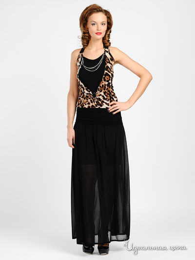 Топ Progress, цвет цвет черный / принт леопард