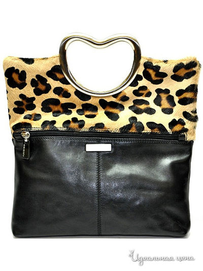 Сумка Puntotres, цвет цвет черный / принт леопард