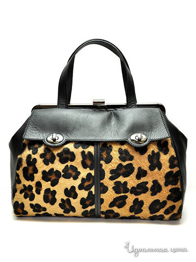 Сумка Puntotres, цвет цвет черный / принт леопард