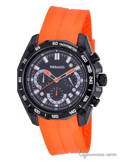 Часы Sebago, цвет цвет черный / оранжевый